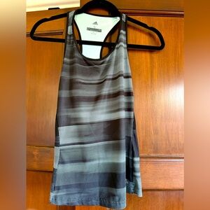 Adidas Climalite racer back tank top. Size small. Black and light aqua.